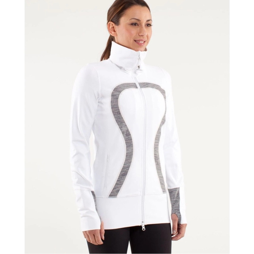Lululemon Stride Women's White and Gray Jacket Scuba Define Jacket Size 6 EUC